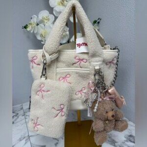Madden Girl Sherpa Bow Mini Tote